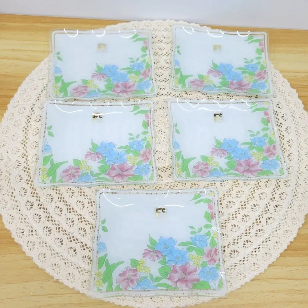 Set of 5 Vintage FC Japan Glass Plates, Tip Trays